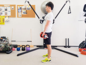 横から見たダンベルデッドリフト