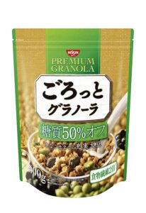 日清シスコ-ごろっとグラノーラ-糖質50%オフ-きなこ仕立ての充実大豆